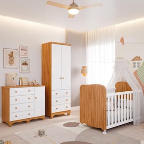 Quarto Bebê Completo Berço Americano Uli Guarda Roupas 2 Portas 3 Gavetas Cômoda Junior 100% MDF