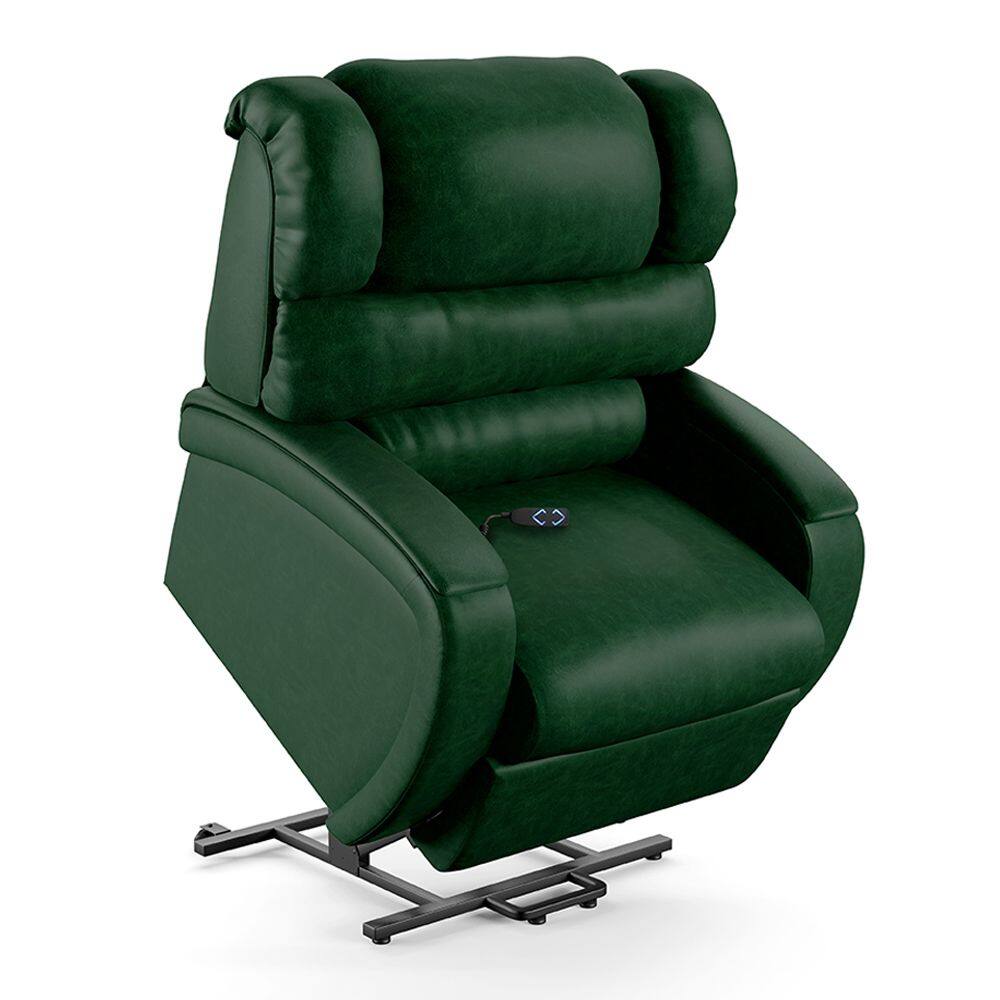 Poltrona do Papai Reclinável Napoli Elevação Lift Elétrico PU Verde Musgo FH1 - D`Rossi