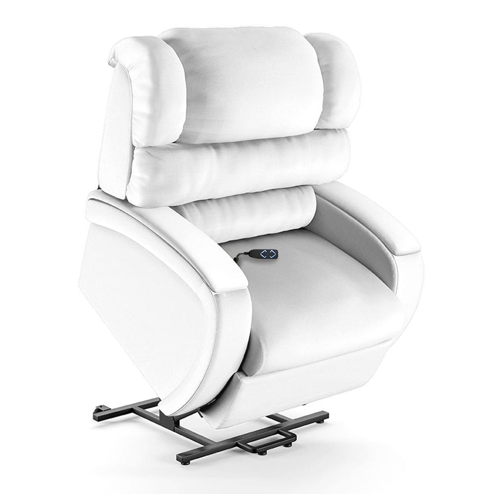 Poltrona do Papai Reclinável Napoli Elevação Lift Elétrico PU Branco FH1 - D`Rossi