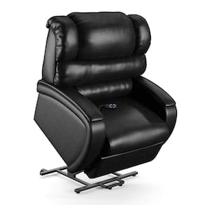 Poltrona do Papai Reclinável Napoli Elevação Lift Elétrico PU Preto Brilho FH1 - D`Rossi
