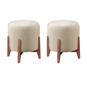 Kit 2 puff Decorativo para Sala Redondo Luxo Selena Linho
