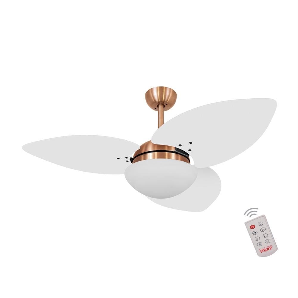 Ventilador de Teto Dormamu Cobre 3 Pás Branco 127V com Controle
