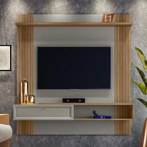 Painel para TV com Prateleiras Gireffe Amêndoa Titânio