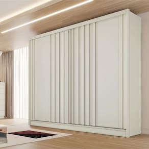 Guarda Roupa Solteiro Ripado 2 Portas 4 Gavetas - Galati-Off White - Made Marcs