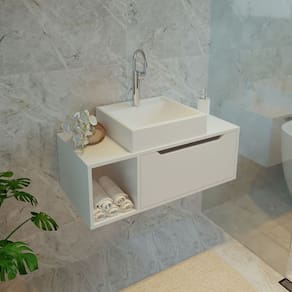 Gabinete de Banheiro Suspenso 1 Porta e Nicho 80x38cm Branco Tecno Mobili