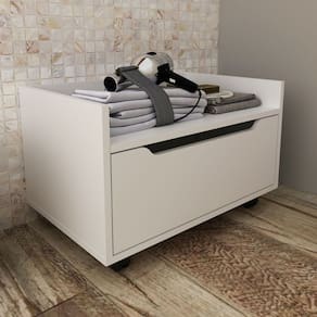 Balcão 1 Gaveta com Rodízios para Banheiro 60x37cm Branco Tecno Mobili