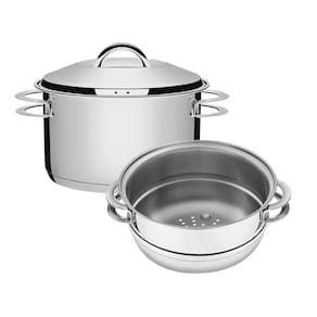 Jogo de Caçarola Funda + Cozi-Vapore Solar 24 cm 6,1 L em Aço Inox Fundo Triplo Tramontina