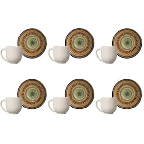 Conjunto de Xícara de Cafezinho com Pires 06 Peças Coup Oliva Porto Brasil