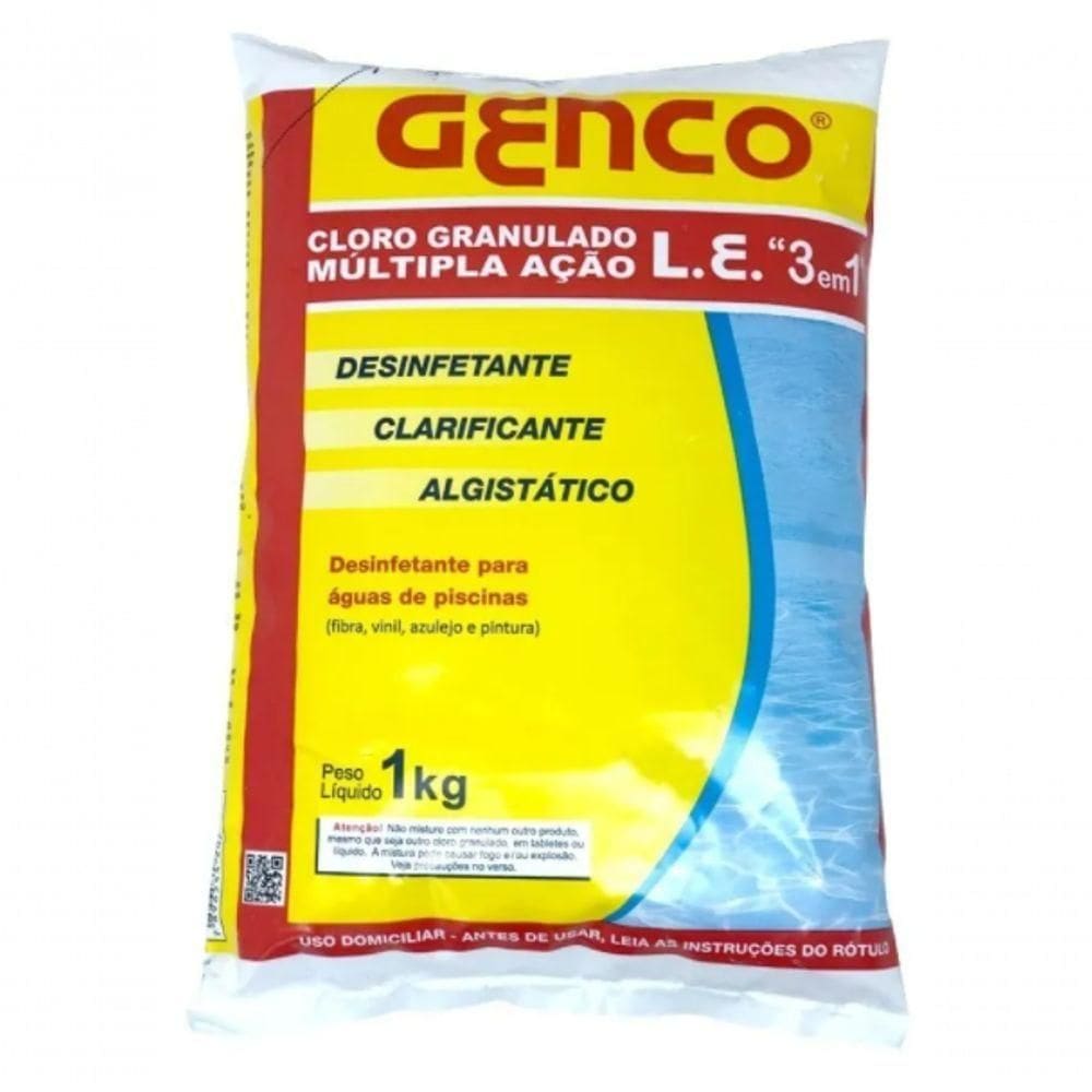 Cloro Granulado Para Piscina Múltipla Ação 3 Em 1 Genco 1 Kg