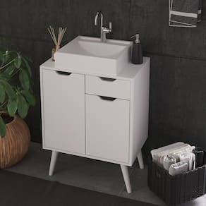 Gabinete para Banheiro com 2 Portas e Gaveta 60x80cm Branco Tecno Mobili