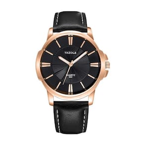 Relógio Masculino Yazole 332 Preto 46mm Couro 20mm