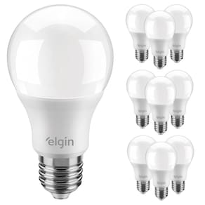 Kit 10 Lâmpada Led 12w Elgin Bulbo E27 Residencial Bivolt 1.050lm Branco Frio 6500K Luz Branca