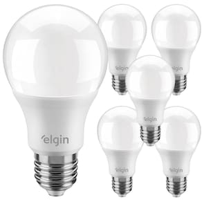 Kit 6 Lâmpada Led 12w Elgin Bulbo E27 Residencial Bivolt 1.050lm Branco Frio 6500K Luz Branca