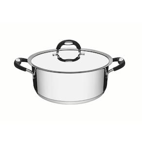 Caçarola Duo Silicone Rasa 24 cm 4,7 L em Aço Inox Fundo Triplo com Tampa e Alças em Silicone Tramontina 62483/240