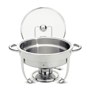 Rechaud Redondo 4,3 L em Aço Inox Banho Maria com Suporte para Tampa e Fogareiro Tramontina 61041/000