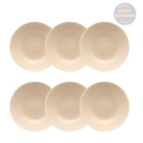 Conjunto de Pratos Fundos 06 Peças Merengue Oxford