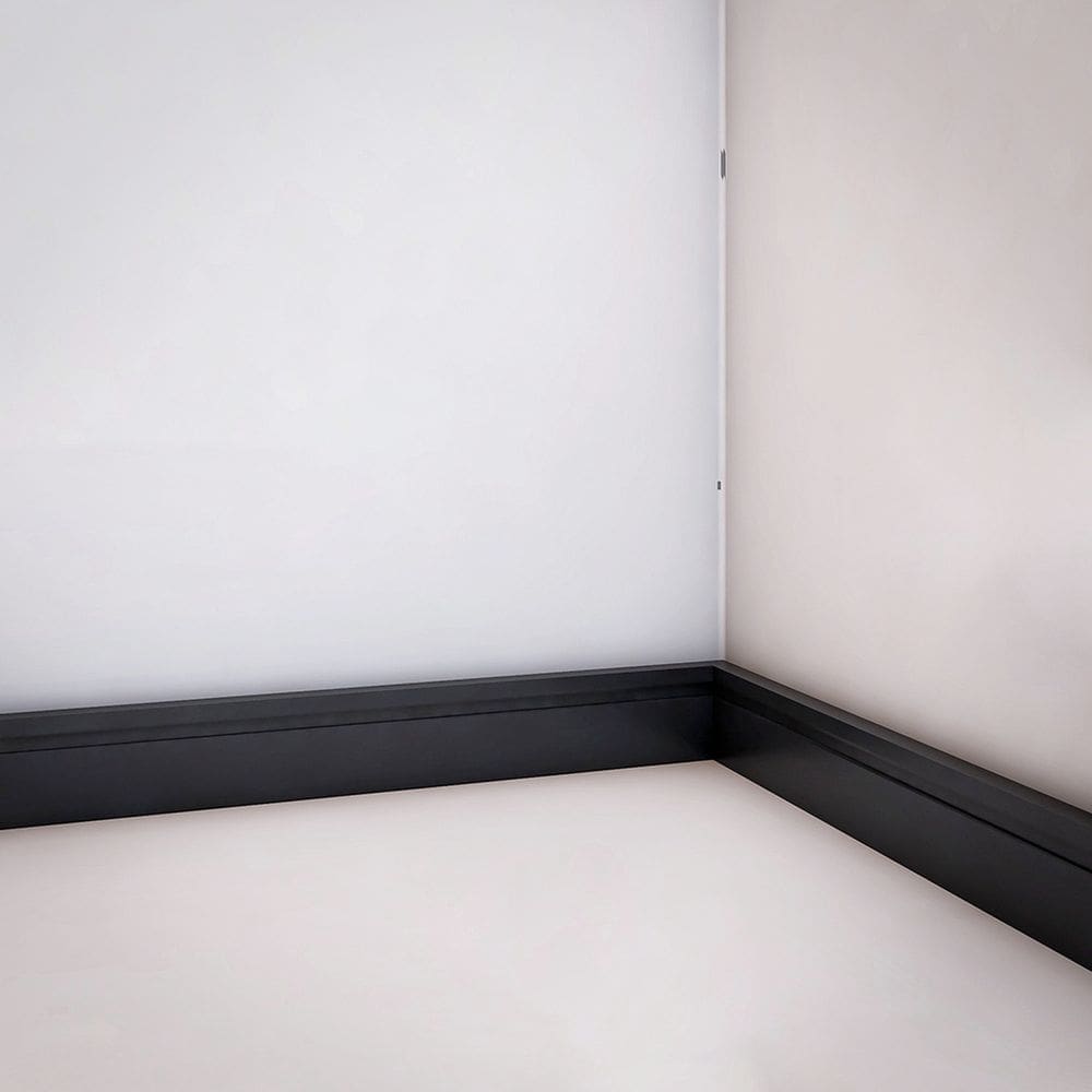 Rodapé de Poliestireno 7cm X 15mm Frisado Metro Linear- Gr70fp - Barra com 2,40ml - caixa com 2,4 Unidade - Preto