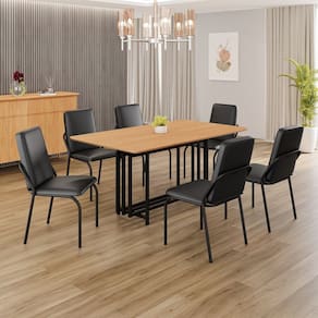 Conjunto Sala de Jantar Mesa 160x90cm Base Pérola Tampo MDF Malibu Preto Fosco