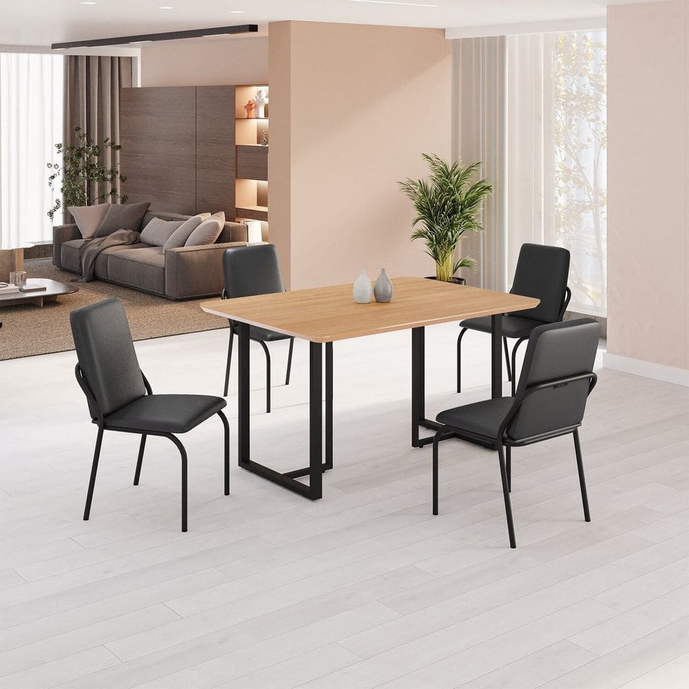 Conjunto Sala de Jantar Mesa 120x90cm Base Lunna Tampo MDF Malibu Preto