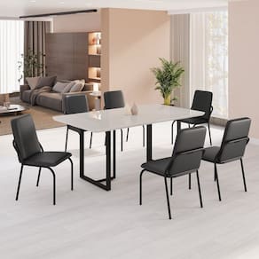 Conjunto Sala de Jantar Mesa 160x90cm Base Lunna Tampo MDF com Vidro Malibu Preto Fosco