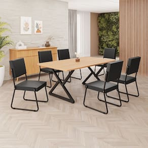 Conjunto Sala de Jantar Mesa 160x90cm Base Império Tampo MDF Napoli Preto