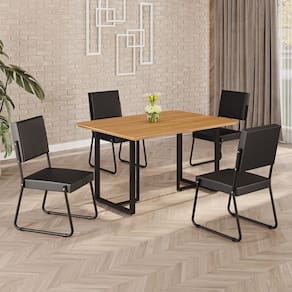 Conjunto Sala de Jantar Mesa 120x90cm Base Lunna Tampo MDF  Napoli Preto