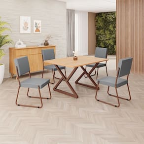 Conjunto Sala de Jantar Mesa 120x90cm Base Império Tampo MDF Napoli Grafite /Marrom