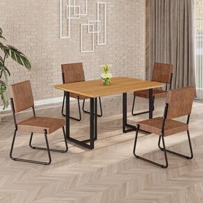 Conjunto Sala de Jantar Mesa 120x90cm Base Lunna Tampo MDF Napoli marrom / preto