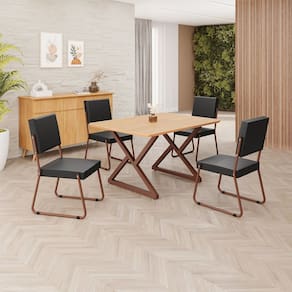 Conjunto Sala de Jantar Mesa 120x90cm Base Império Tampo MDF Napoli Preto / Marrom