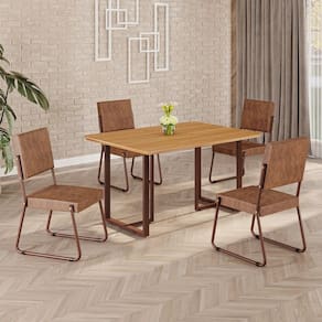Conjunto Sala de Jantar Mesa 120x90cm Base Lunna Tampo MDF  Napoli Marrom