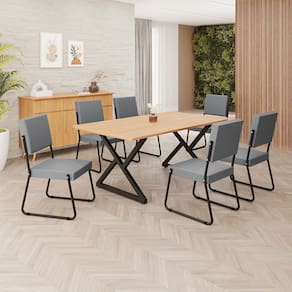 Conjunto Sala de Jantar Mesa 160x90cm Base Império Tampo MDF Napoli Grafite / Preto