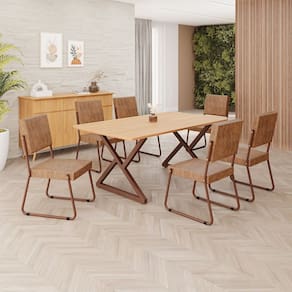 Conjunto Sala de Jantar Mesa 160x90cm Base Império Tampo MDF  Napoli Marrom