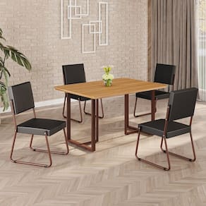 Conjunto Sala de Jantar Mesa 120x90cm Base Lunna Tampo MDF Napoli Preto / Marrom