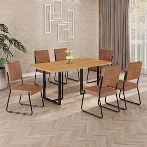 Conjunto Sala de Jantar Mesa 160x90cm Base Lunna Tampo MDF Napoli Marrom/Preto