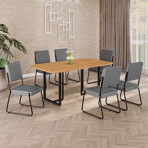 Conjunto Sala de Jantar Mesa 160x90cm Base Lunna Tampo MDF Napoli Grafite / Preto