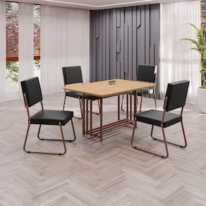 Conjunto Sala de Jantar Mesa 120x90cm Base Pérola Tampo MDF Napoli Preto / Marrom