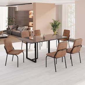 Conjunto Sala de Jantar Mesa 160x90cm Base Lunna Tampo MDF Laca com Vidro Malibu Marrom/Preto