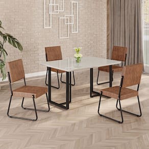 Conjunto Sala de Jantar Mesa 120x90cm Base Lunna Tampo MDF Laca com Vidro Napoli Marrom/Preto