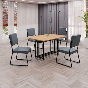 Conjunto Sala de Jantar Mesa 120x90cm Base Pérola Tampo MDF Napoli Grafite / Preto