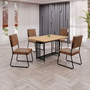 Conjunto Sala de Jantar Mesa 120x90cm Base Pérola Tampo MDF Napoli marrom / preto
