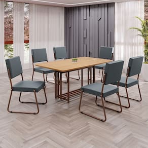 Conjunto Sala de Jantar Mesa 160x90cm Base Pérola Tampo MDF Napoli Grafite / Marrom