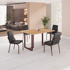 Conjunto Sala de Jantar Mesa 120x90cm Base Lunna Tampo MDF Malibu Preto/Marrom