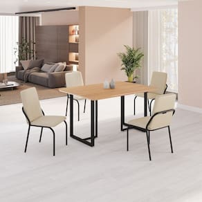 Conjunto Sala de Jantar Mesa 120x90cm Base Lunna Tampo MDF Malibu Creme/Preto