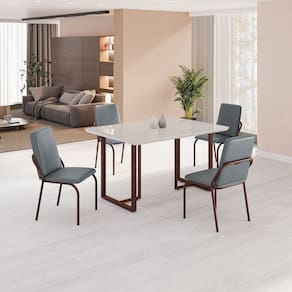 Conjunto Sala de Jantar Mesa 120x90cm Base Lunna Tampo MDF Laca com Vidro Malibu Grafite/Marrom
