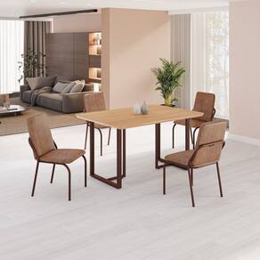 Conjunto Sala de Jantar Mesa 120x90cm Base Lunna Tampo MDF Malibu Marrom