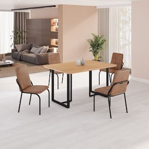 Conjunto Sala de Jantar Mesa 120x90cm Base Lunna Tampo MDF Malibu Marrom/Preto