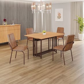 Conjunto Sala de Jantar Mesa 120x90cm Base Pérola Tampo MDF Malibu Marrom
