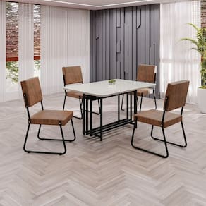 Conjunto Sala de Jantar Mesa 120x90cm Base Pérola Tampo MDF Laca com Vidro Napoli marrom / preto