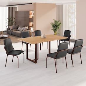 Conjunto Sala de Jantar Mesa 160x90cm Base Lunna Tampo MDF Malibu Preto/Marrom