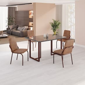 Conjunto Sala de Jantar Mesa 120x90cm Base Lunna Tampo MDF com Vidro Malibu Marrom